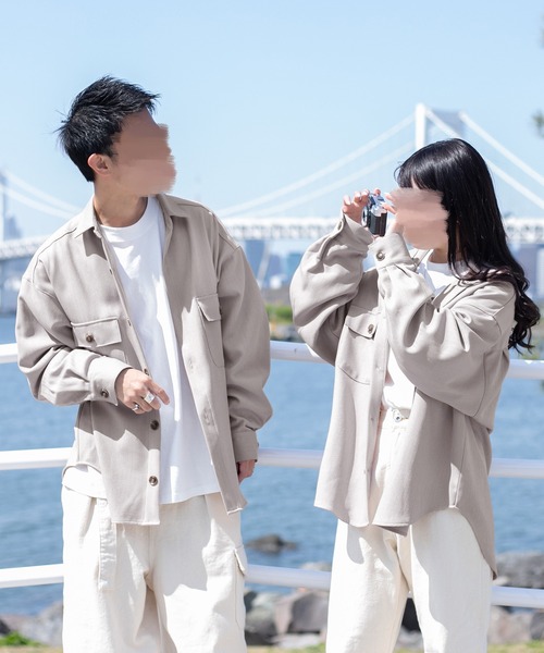 PairPair(ペアペア)の「ツイルルーズシャツジャケット(ユニセックス/セットアップ)(シャツ/ブラウス・レディース・アイボリー/ライトカーキ/グレイッシュベージュ・FREE)」の17枚目の写真