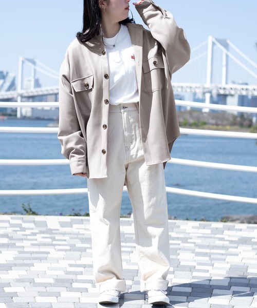 PairPair(ペアペア)の「ツイルルーズシャツジャケット(ユニセックス/セットアップ)(シャツ/ブラウス・レディース・アイボリー/ライトカーキ/グレイッシュベージュ・FREE)」の18枚目の写真