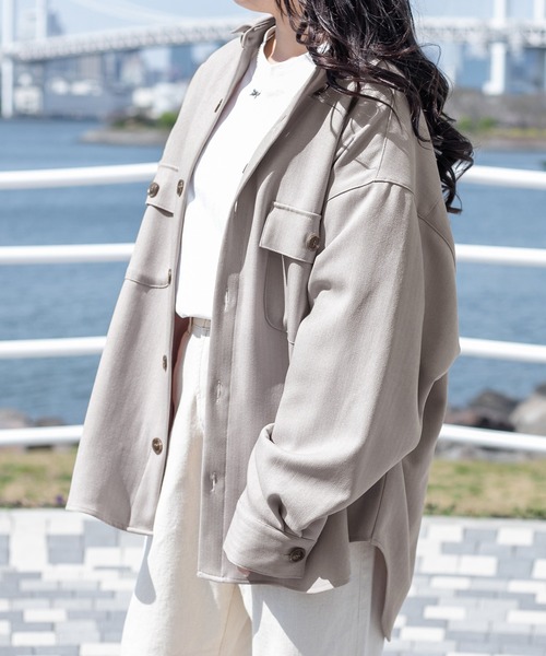 PairPair(ペアペア)の「ツイルルーズシャツジャケット(ユニセックス/セットアップ)(シャツ/ブラウス・レディース・アイボリー/ライトカーキ/グレイッシュベージュ・FREE)」の20枚目の写真