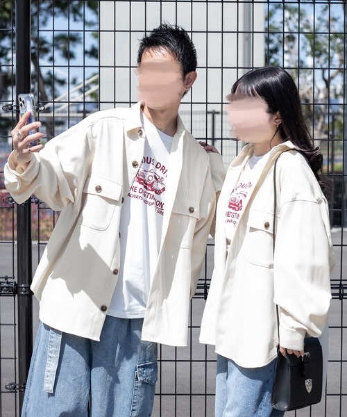 PairPair(ペアペア)の「ツイルルーズシャツジャケット(ユニセックス/セットアップ)(シャツ/ブラウス・レディース・アイボリー/ライトカーキ/グレイッシュベージュ・FREE)」の6枚目の写真