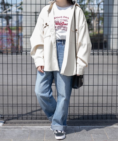 PairPair(ペアペア)の「ツイルルーズシャツジャケット(ユニセックス/セットアップ)(シャツ/ブラウス・レディース・アイボリー/ライトカーキ/グレイッシュベージュ・FREE)」の7枚目の写真