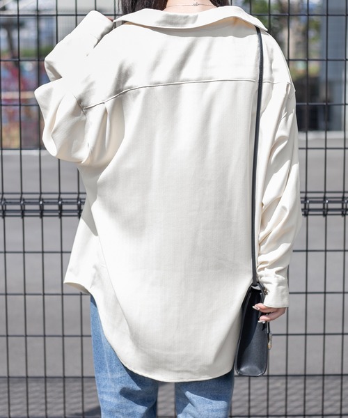 PairPair(ペアペア)の「ツイルルーズシャツジャケット(ユニセックス/セットアップ)(シャツ/ブラウス・レディース・アイボリー/ライトカーキ/グレイッシュベージュ・FREE)」の10枚目の写真