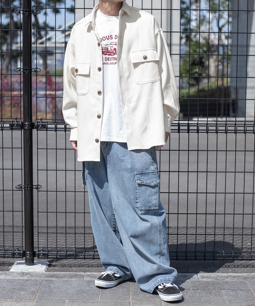 PairPair(ペアペア)の「ツイルルーズシャツジャケット(ユニセックス/セットアップ)(シャツ/ブラウス・レディース・アイボリー/ライトカーキ/グレイッシュベージュ・FREE)」の11枚目の写真