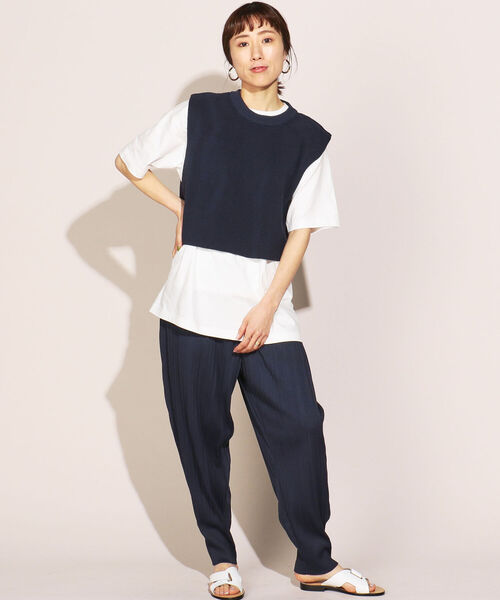Rie Miller（リエミラー）の「後ろ開き片畦ベスト（ベスト・レディース・ネイビー/オレンジ・38）」の14枚目の写真