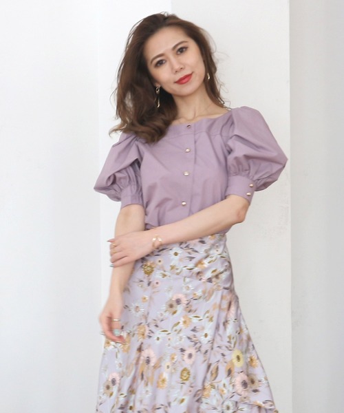 ROYAL PARTY（ロイヤルパーティー）の「パフスリーブボタンブラウス（シャツ/ブラウス・レディース・ベージュ/パープル/オフホワイト・FREE）」の21枚目の写真