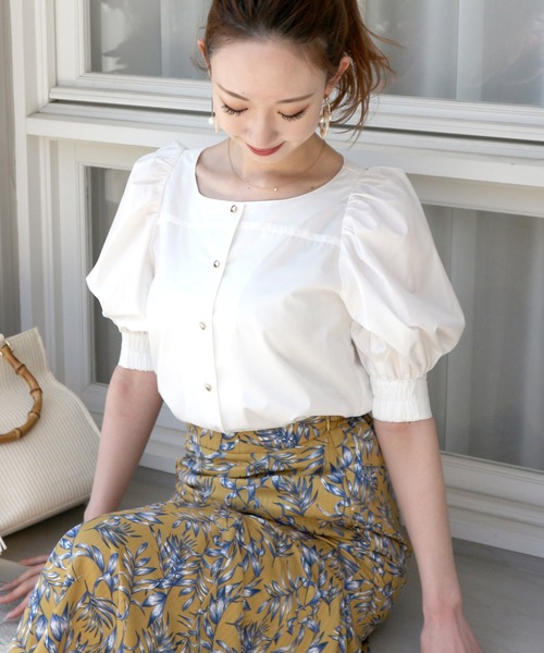 ROYAL PARTY（ロイヤルパーティー）の「パフスリーブボタンブラウス（シャツ/ブラウス・レディース・ベージュ/パープル/オフホワイト・FREE）」の14枚目の写真