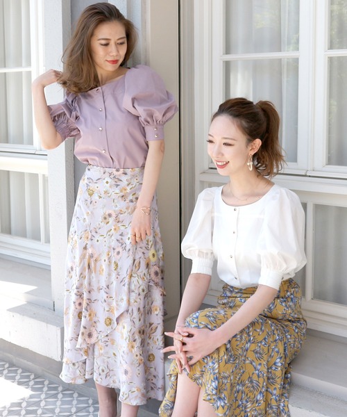 ROYAL PARTY（ロイヤルパーティー）の「パフスリーブボタンブラウス（シャツ/ブラウス・レディース・ベージュ/パープル/オフホワイト・FREE）」の18枚目の写真