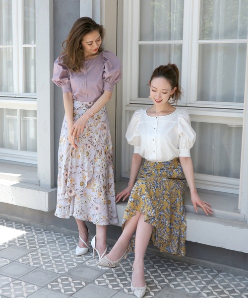 ROYAL PARTY（ロイヤルパーティー）の「パフスリーブボタンブラウス（シャツ/ブラウス・レディース・ベージュ/パープル/オフホワイト・FREE）」の12枚目の写真