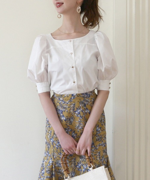 ROYAL PARTY（ロイヤルパーティー）の「パフスリーブボタンブラウス（シャツ/ブラウス・レディース・ベージュ/パープル/オフホワイト・FREE）」の20枚目の写真