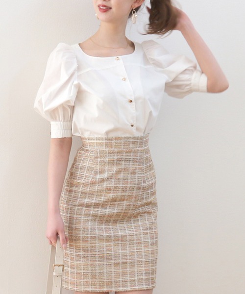 ROYAL PARTY（ロイヤルパーティー）の「パフスリーブボタンブラウス（シャツ/ブラウス・レディース・ベージュ/パープル/オフホワイト・FREE）」の8枚目の写真