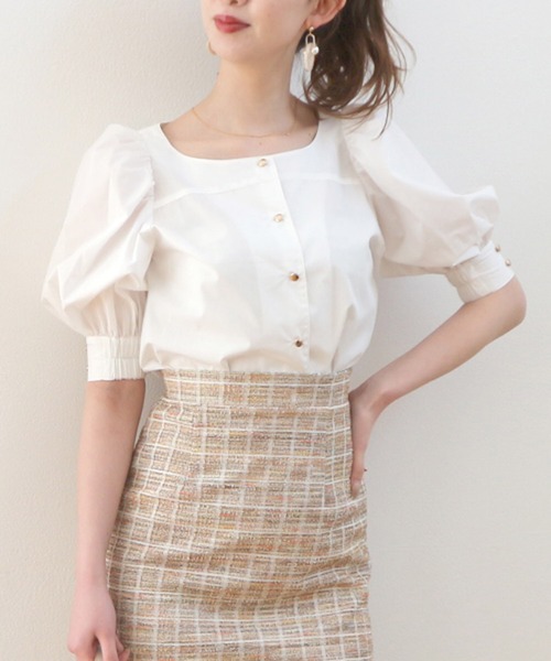 ROYAL PARTY（ロイヤルパーティー）の「パフスリーブボタンブラウス（シャツ/ブラウス・レディース・ベージュ/パープル/オフホワイト・FREE）」の15枚目の写真