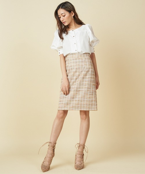 ROYAL PARTY（ロイヤルパーティー）の「パフスリーブボタンブラウス（シャツ/ブラウス・レディース・ベージュ/パープル/オフホワイト・FREE）」の6枚目の写真