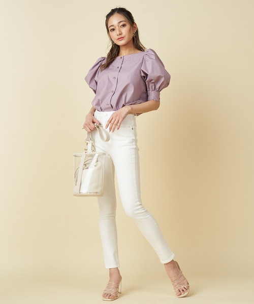 ROYAL PARTY（ロイヤルパーティー）の「パフスリーブボタンブラウス（シャツ/ブラウス・レディース・ベージュ/パープル/オフホワイト・FREE）」の16枚目の写真