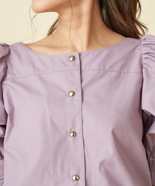 ROYAL PARTY（ロイヤルパーティー）の「パフスリーブボタンブラウス（シャツ/ブラウス・レディース・ベージュ/パープル/オフホワイト・FREE）」の5枚目の写真