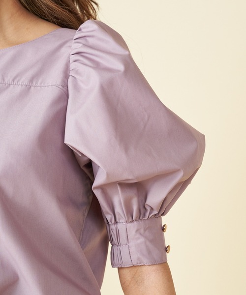 ROYAL PARTY（ロイヤルパーティー）の「パフスリーブボタンブラウス（シャツ/ブラウス・レディース・ベージュ/パープル/オフホワイト・FREE）」の9枚目の写真