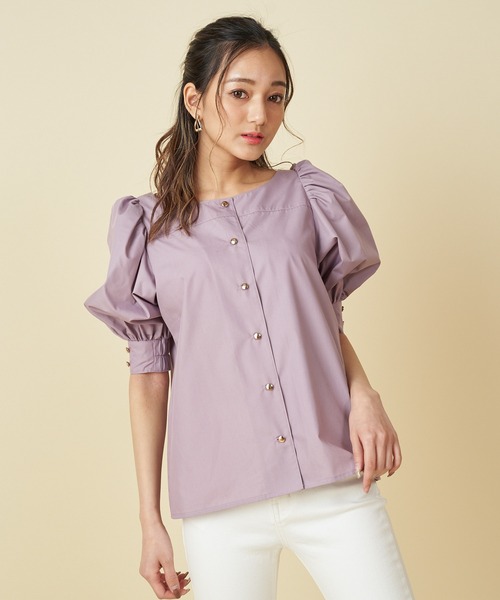 ROYAL PARTY（ロイヤルパーティー）の「パフスリーブボタンブラウス（シャツ/ブラウス・レディース・ベージュ/パープル/オフホワイト・FREE）」の19枚目の写真