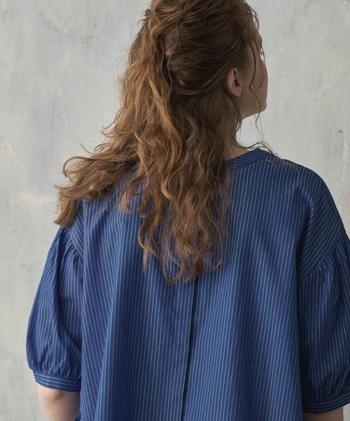 PUAL CE CIN（ピュアルセシン）の「【Du noir】ストライプサイドリボン チュニック（チュニック・レディース・ホワイト系/サックスブルー系・FREE）」の8枚目の写真