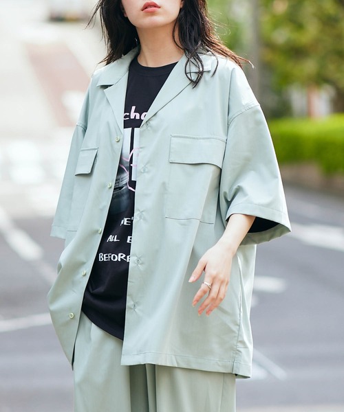 KGFR（カガフリ）の「直営店・WEB限定 KGFR(カガフリ)オーバーサイズオープンカラーシャツ（シャツ/ブラウス・メンズ・ライトグリーン/ベージュ/ライトグレー/ブラック・L）」の4枚目の写真