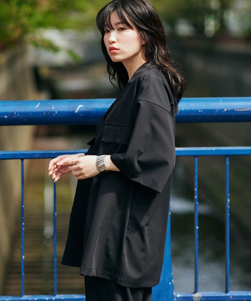 KGFR（カガフリ）の「直営店・WEB限定 KGFR(カガフリ)オーバーサイズオープンカラーシャツ（シャツ/ブラウス・メンズ・ライトグリーン/ベージュ/ライトグレー/ブラック・L）」の12枚目の写真