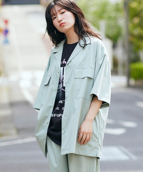 KGFR（カガフリ）の「直営店・WEB限定 KGFR(カガフリ)オーバーサイズオープンカラーシャツ（シャツ/ブラウス・メンズ・ライトグリーン/ベージュ/ライトグレー/ブラック・L）」の8枚目の写真