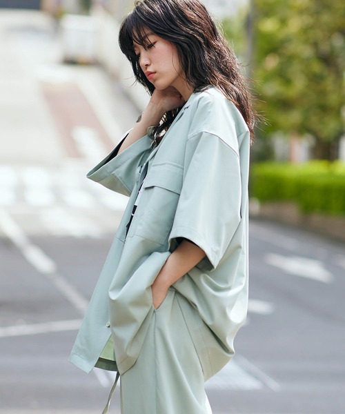 KGFR（カガフリ）の「直営店・WEB限定 KGFR(カガフリ)オーバーサイズオープンカラーシャツ（シャツ/ブラウス・メンズ・ライトグリーン/ベージュ/ライトグレー/ブラック・L）」の18枚目の写真