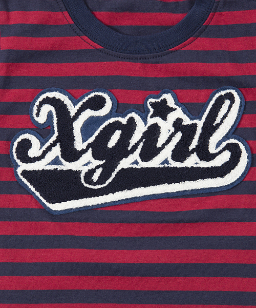 X-girl Stages（エックスガールステージス）の「L/S T PATCHED SIGNATURE LOGO　(4T～7T)（Tシャツ/カットソー・キッズ・ホワイト/ブラック/アッシュ/レッド/ピンク・6T/7T/5T/4T）」の7枚目の写真