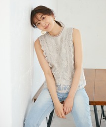 Rewde | オーガンジー刺繍ノースリブラウス（1R13-1560）(シャツ/ブラウス)