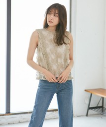 Rewde | オーガンジー刺繍ノースリブラウス（1R13-1560）(シャツ/ブラウス)