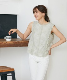 Rewde | オーガンジー刺繍ノースリブラウス（1R13-1560）(シャツ/ブラウス)