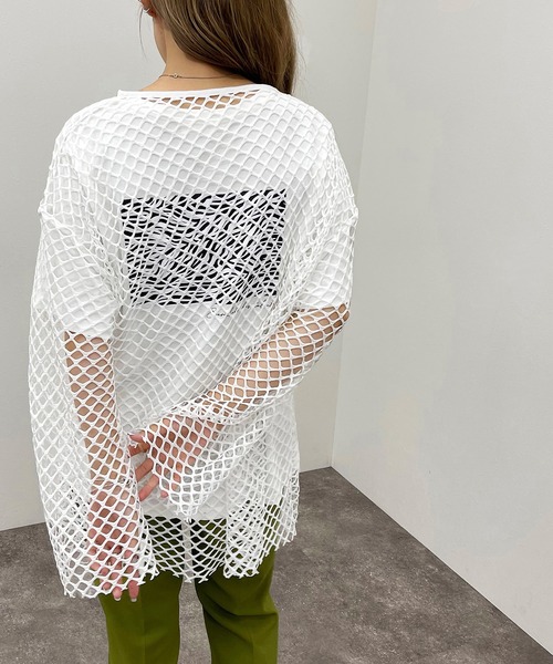 apres jour mignon（アプレジュールミニョン）の「メッシュトップス【ZOZOTOWN限定アイテム】【6PO】（Tシャツ/カットソー・レディース・ブラック/オフホワイト/ブルー・フリー/X-LARGE）」の2枚目の写真