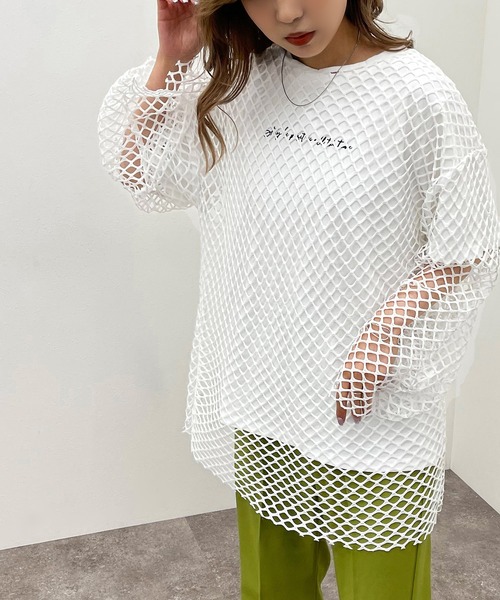 apres jour mignon（アプレジュールミニョン）の「メッシュトップス【ZOZOTOWN限定アイテム】【6PO】（Tシャツ/カットソー・レディース・ブラック/オフホワイト/ブルー・フリー/X-LARGE）」の13枚目の写真