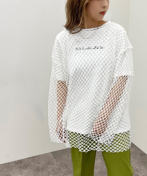 apres jour mignon（アプレジュールミニョン）の「メッシュトップス【ZOZOTOWN限定アイテム】【6PO】（Tシャツ/カットソー・レディース・ブラック/オフホワイト/ブルー・フリー/X-LARGE）」の15枚目の写真