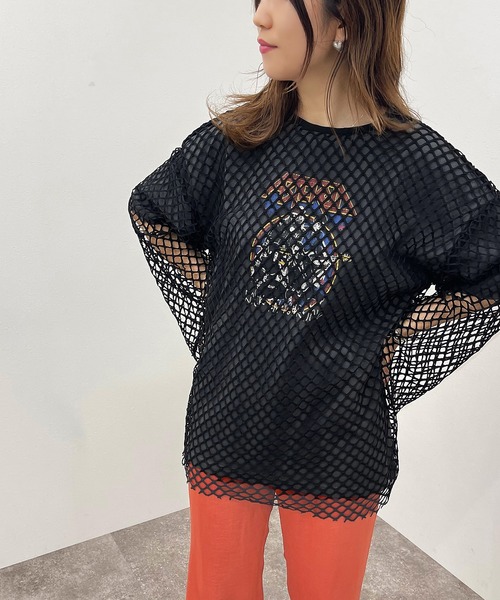 apres jour mignon（アプレジュールミニョン）の「メッシュトップス【ZOZOTOWN限定アイテム】【6PO】（Tシャツ/カットソー・レディース・ブラック/オフホワイト/ブルー・フリー/X-LARGE）」の7枚目の写真