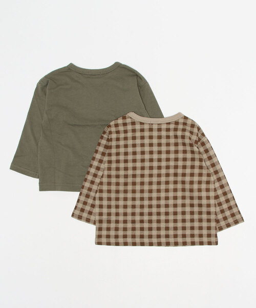 pairmanon（ペアマノン）の「【プレミアムコットン100】ユニセックス 総柄プリント長袖Tシャツ２点セット（Tシャツ/カットソー・キッズ・ミント/グレイッシュベージュ/カーキ/ブルー系その他3・140/150/130/90/100/110/120）」の12枚目の写真