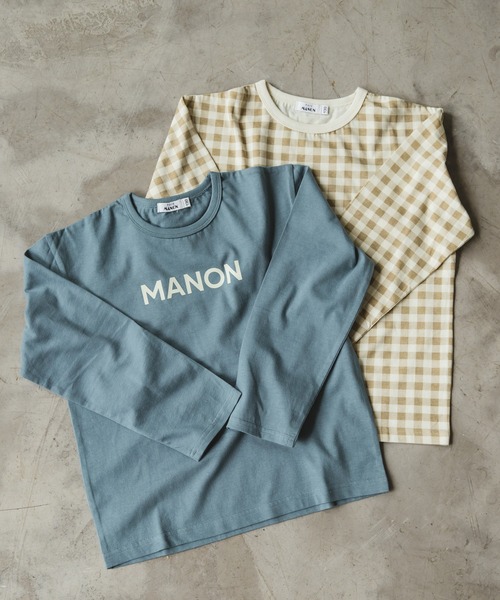 pairmanon（ペアマノン）の「【プレミアムコットン100】ユニセックス 総柄プリント長袖Tシャツ２点セット（Tシャツ/カットソー・キッズ・ミント/グレイッシュベージュ/カーキ/ブルー系その他3・140/150/130/90/100/110/120）」の4枚目の写真