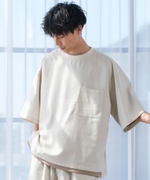 improves | 麻レーヨン オーバーサイズ 胸ポケット 半袖Tシャツ セットアップ対応(Tシャツ/カットソー)
