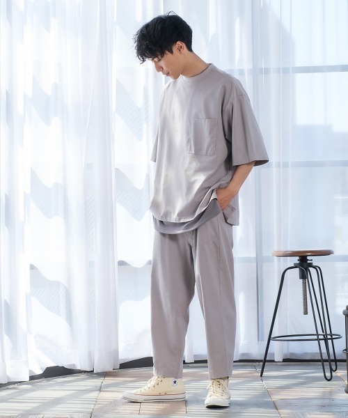 improves（インプローブス）の「麻レーヨン オーバーサイズ 胸ポケット 半袖Tシャツ セットアップ対応（Tシャツ/カットソー・メンズ・ライトグレー/ブラック/ネイビー/カーキ/ライトベージュ/キナリ・MEDIUM/LARGE）」の15枚目の写真