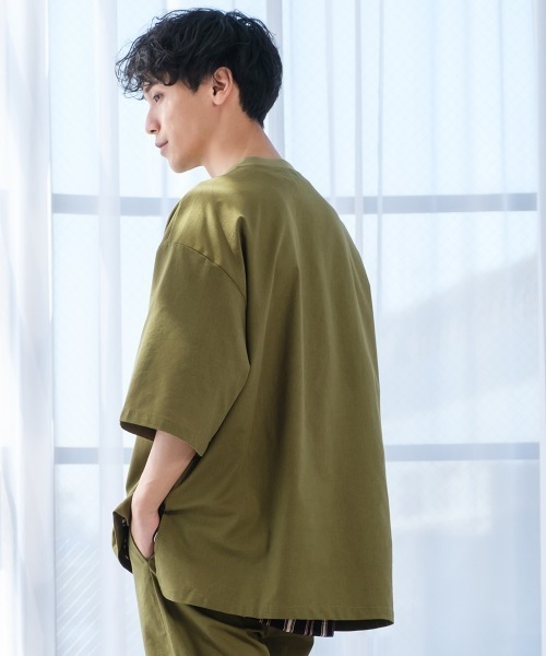 improves（インプローブス）の「麻レーヨン オーバーサイズ 胸ポケット 半袖Tシャツ セットアップ対応（Tシャツ/カットソー・メンズ・ライトグレー/ブラック/ネイビー/カーキ/ライトベージュ/キナリ・MEDIUM/LARGE）」の20枚目の写真