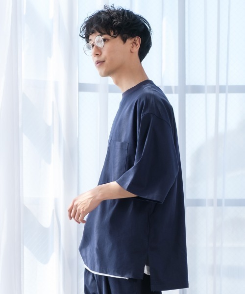 improves（インプローブス）の「麻レーヨン オーバーサイズ 胸ポケット 半袖Tシャツ セットアップ対応（Tシャツ/カットソー・メンズ・ライトグレー/ブラック/ネイビー/カーキ/ライトベージュ/キナリ・MEDIUM/LARGE）」の22枚目の写真