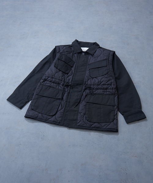 TOBILA（トビラ）の「ナイロン中綿2Wayミリタリージャケットユニセックス（ミリタリージャケット・レディース・ブラック/カーキ・M）」の15枚目の写真