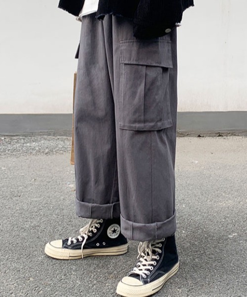 KOR(ケーオーアール)の「ルーズストレート ミリタリーカーゴパンツ(カーゴパンツ・メンズ・ブラック/グレー/オリーブ・M/L/XL)」の6枚目の写真