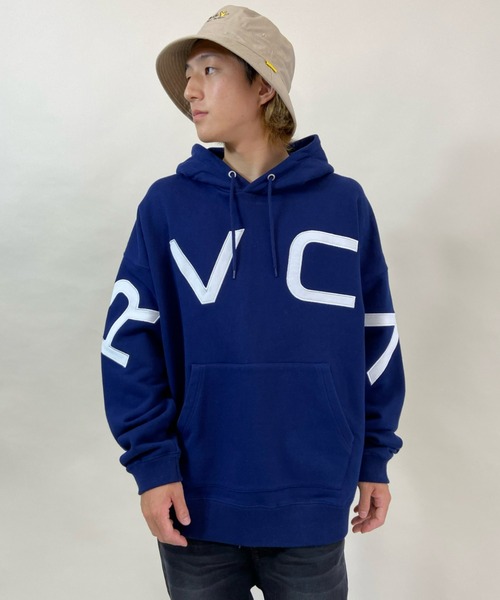 メンズビッグシルエット RVCA バックプリントロゴ プルオーバーパーカーS RVCA/ルーカ オーバーサイズ パーカー/バックロゴ ビッグロゴフーディ