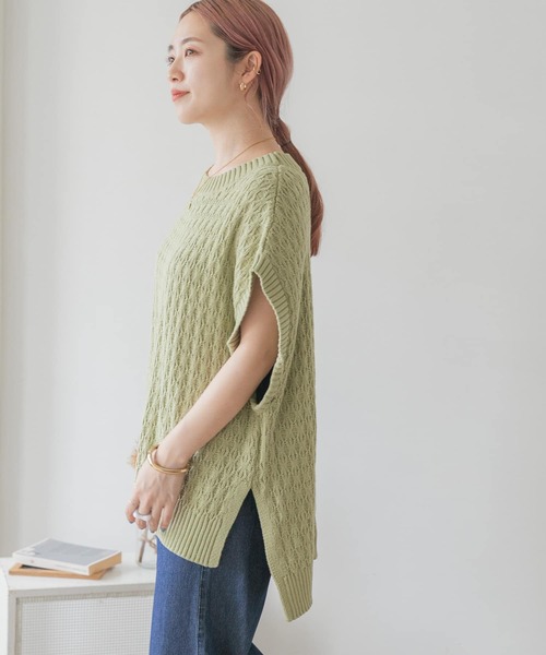 ITEMS URBANRESEARCH（アイテムズ アーバンリサーチ）の「ニットベスト（ベスト・レディース・ライトカーキ/アイボリー/パープル/ブラック/ベージュ・FREE）」の7枚目の写真