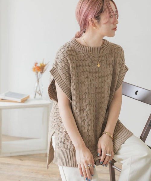 ITEMS URBANRESEARCH（アイテムズ アーバンリサーチ）の「ニットベスト（ベスト・レディース・ライトカーキ/アイボリー/パープル/ブラック/ベージュ・FREE）」の20枚目の写真