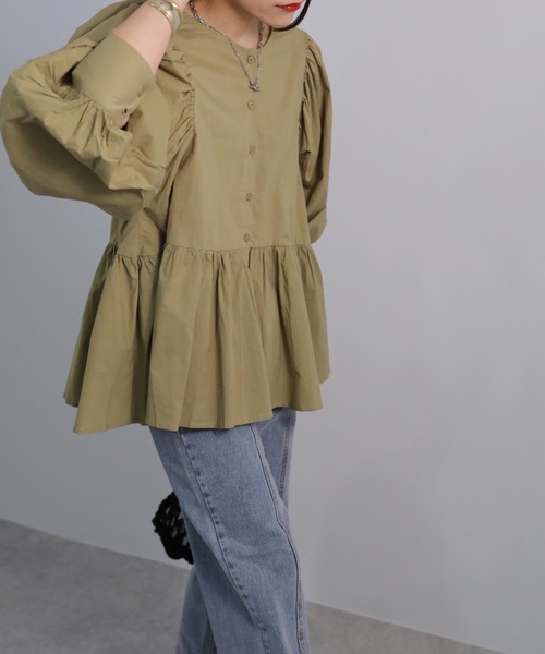 sakishimatokyo(サキシマトーキョー)の「「ボリュームギャザースリーブブラウス」(シャツ/ブラウス・レディース・ブラック/オフホワイト/ライトグリーン・FREE)」の14枚目の写真