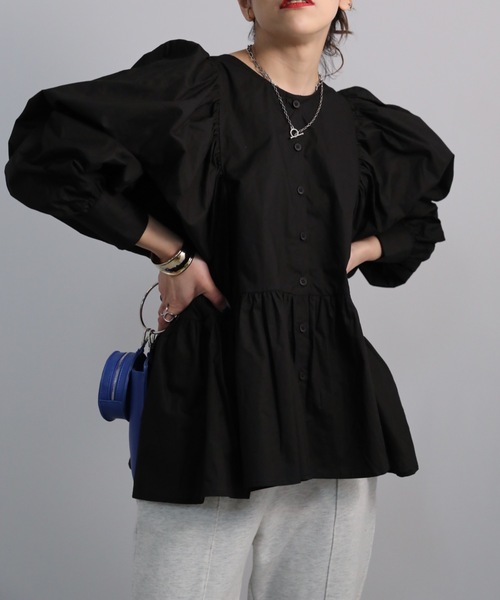 sakishimatokyo(サキシマトーキョー)の「「ボリュームギャザースリーブブラウス」(シャツ/ブラウス・レディース・ブラック/オフホワイト/ライトグリーン・FREE)」の20枚目の写真