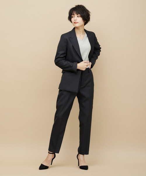 CLEARIMPRESSION （クリアインプレッション）の「【洗えるセットアップ】ピンヘッドピークドラペルジャケット（スーツジャケット・レディース・ブラック/ネイビー・11号/9号/7号）」の13枚目の写真