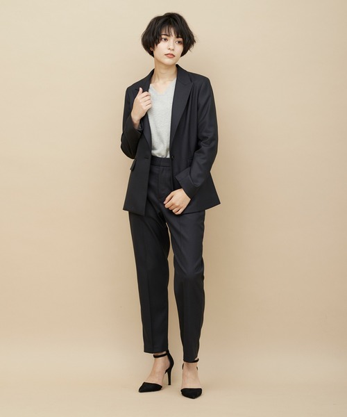 CLEARIMPRESSION （クリアインプレッション）の「【洗えるセットアップ】ピンヘッドピークドラペルジャケット（スーツジャケット・レディース・ブラック/ネイビー・11号/9号/7号）」の6枚目の写真