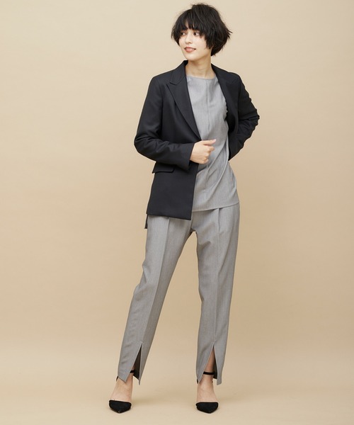 CLEARIMPRESSION （クリアインプレッション）の「【洗えるセットアップ】ピンヘッドピークドラペルジャケット（スーツジャケット・レディース・ブラック/ネイビー・11号/9号/7号）」の16枚目の写真