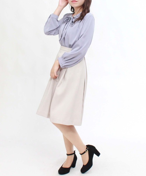 TRUDEA（トルディア）の「【日本製】　タックフレアスカート（スカート・レディース・ブラック/グレー/ネイビー/グレイッシュベージュ・LARGE/MEDIUM/SMALL/X-SMALL）」の14枚目の写真